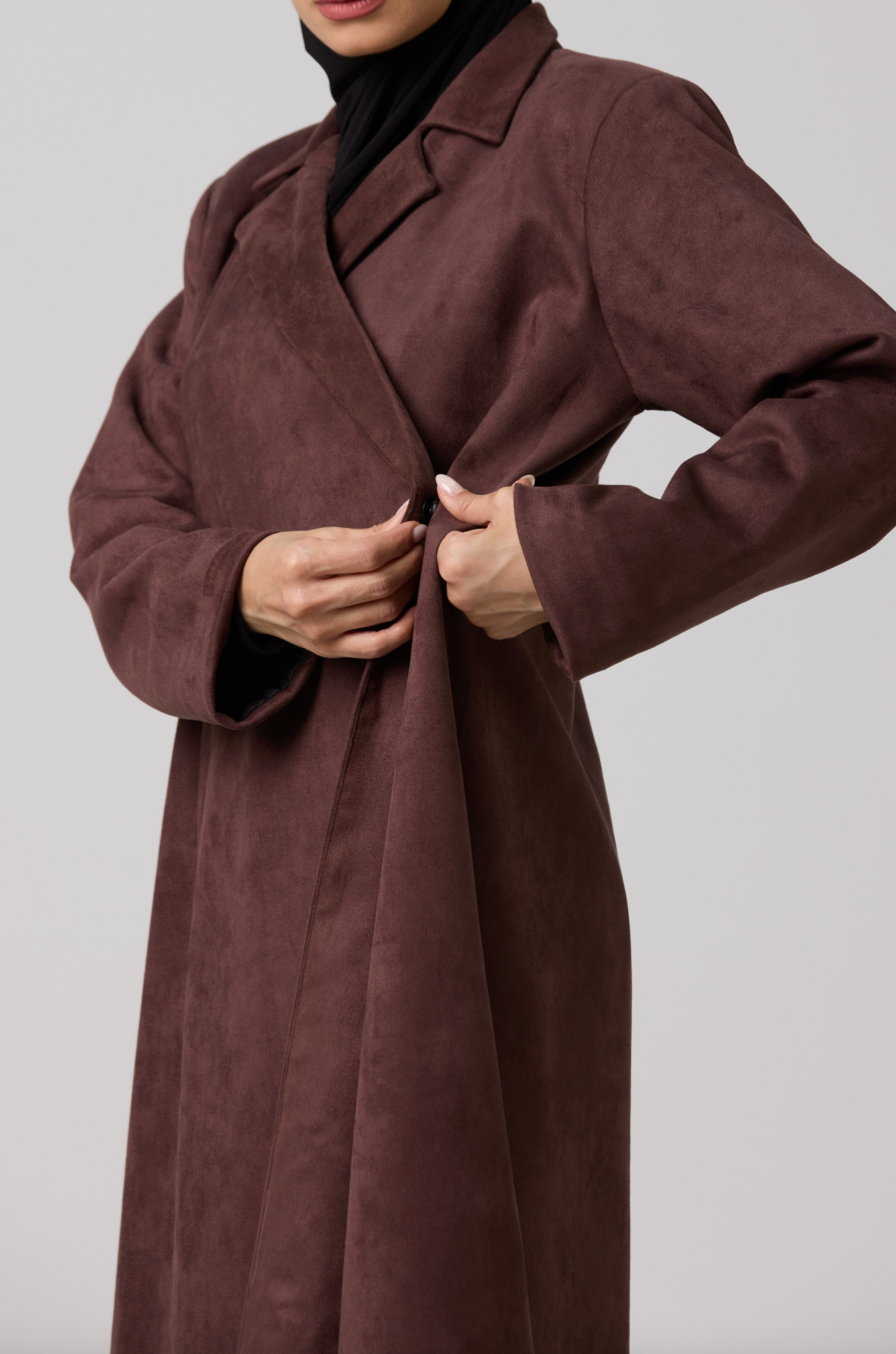 Manteau Long Suedine